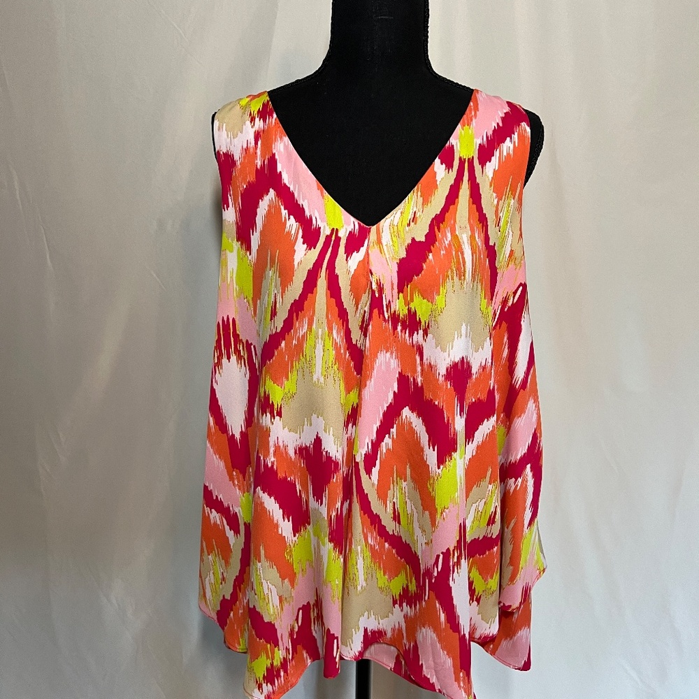 Zac & Rachel Split Front and Back Sleeveless Blouse  - Multicolored XL